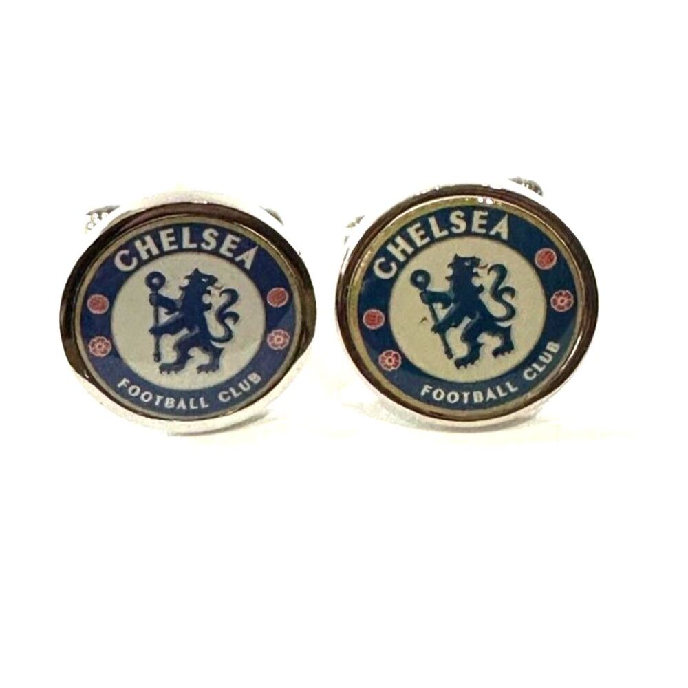 Chelsea FC Football Club Crest Cufflinks — Blue & Silver Pair